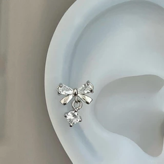 Jinjoo✨-S925-ต่างหูโบว์ รุ่น Crystal Bow Drop Earrings ดีไซน์น่ารัก (แป้นทับ925+แป้นจุกยาง) รหัส A22