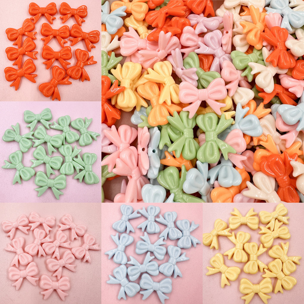 30 ชิ้น 22.5*29 มิลลิเมตรอะคริลิคทําด้วยมือวัสดุอุปกรณ์เครื่องประดับ Bowtie Bowknot ลูกปัด Jelly สี Hairpin เครื่องประดับอุปกรณ์เสริม DIY โทรศัพท์ทํา