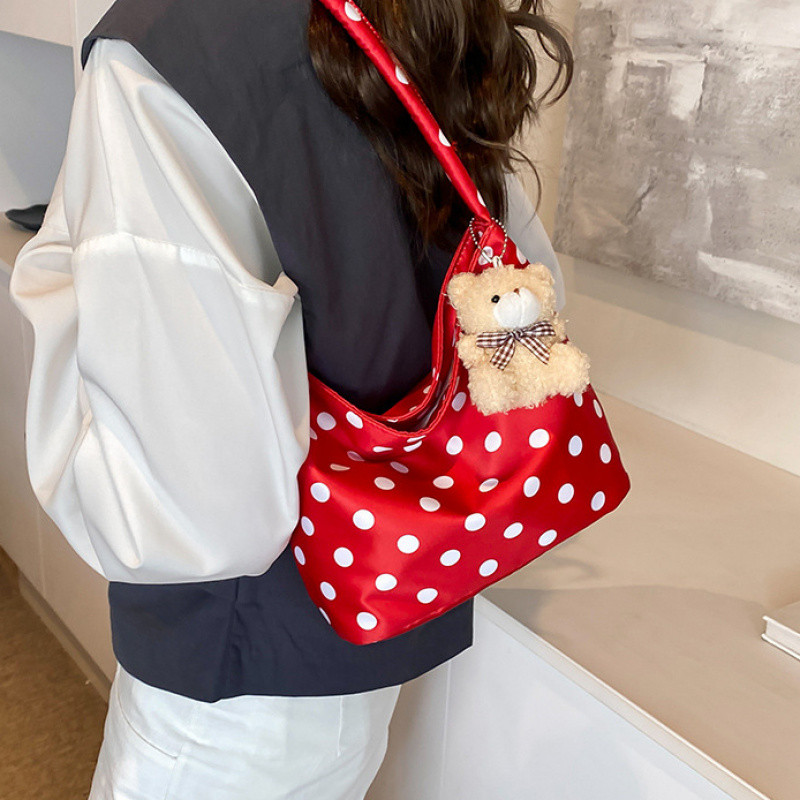 LHL BOUTIQUE Polka dot bag กระเป๋าถือ ลายจุด กระเป๋าแดง แฟชั่น