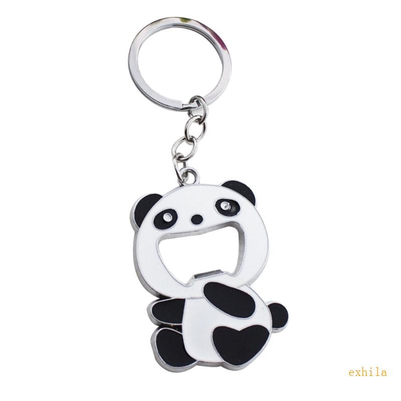 Exhila Panda-Shaped โลหะที่เปิดขวดเบียร์สําหรับ Key Chain แหวนหมวกเคลือบเปิดเครื่องมือแขวนแหวนพวงกุญแจบาร์เครื่องมือ H
