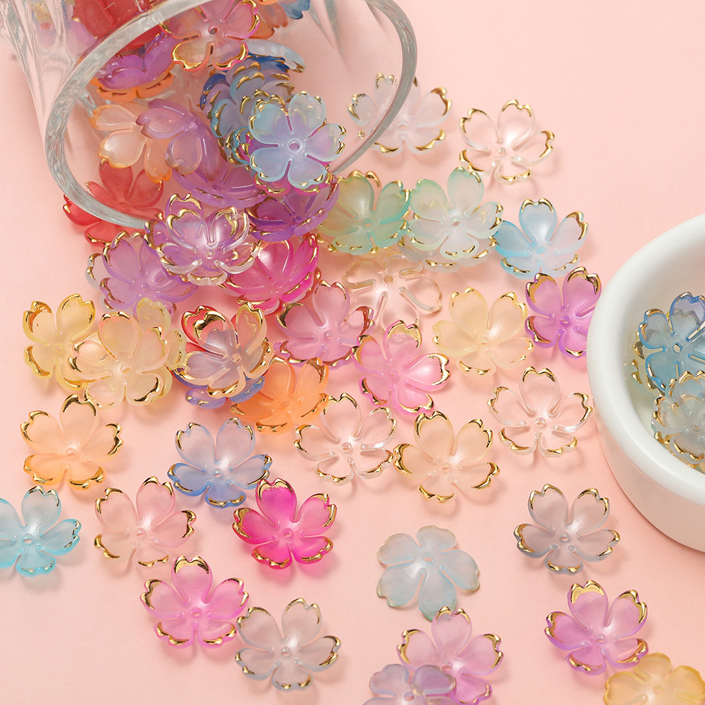 St. kunkka 50 ชิ้นอะคริลิค Cherry Blossom ฐานลูกปัด Receptacle แฟชั่น Charm ลูกปัด DIY เครื่องประดับทําสร้อยคอสร้อยข้อมือ