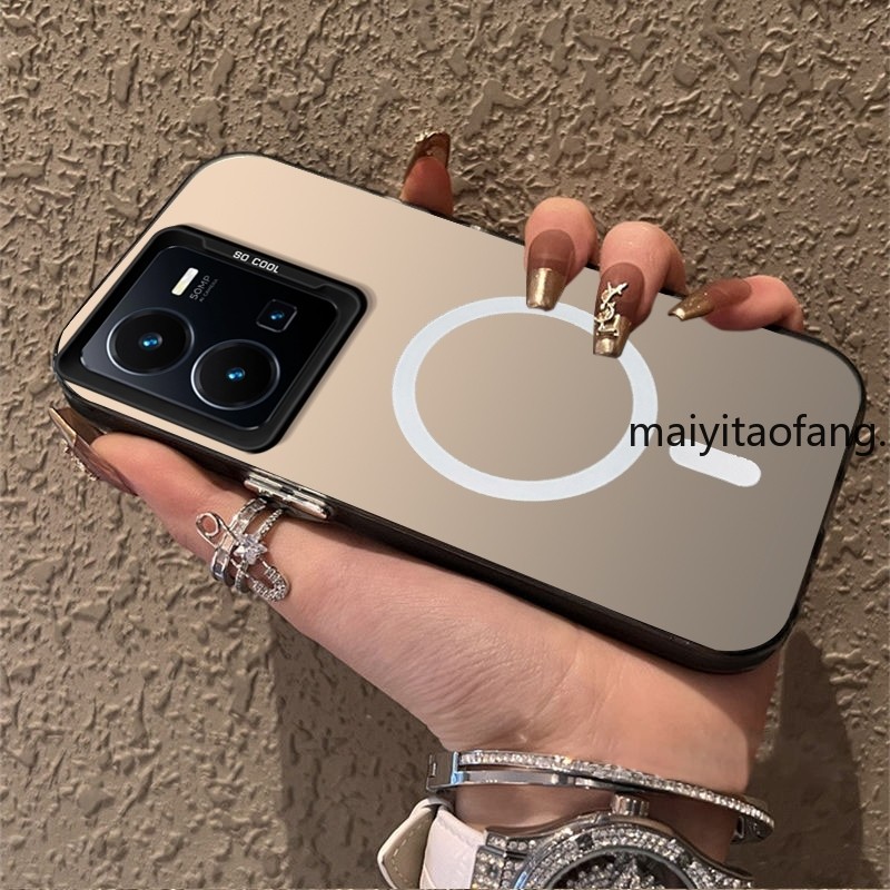 ปลอกvivo Y35 4g 2022 เคสโทรศัพท์เคสแข็งTPUเคสโทรศัพท์แบบแข็งเคสกันกระแทกดีไซน์ใหม่ความงามไร้สายแม่เหล็กCYBSWX01