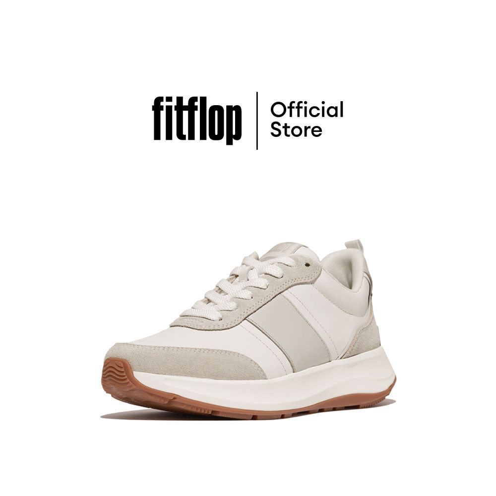 FITFLOP F-MODE FLOW SUEDE FLATFORM รองเท้าผ้าใบผู้หญิง รุ่น HX7-646 สี URBAN WHITE MIX
