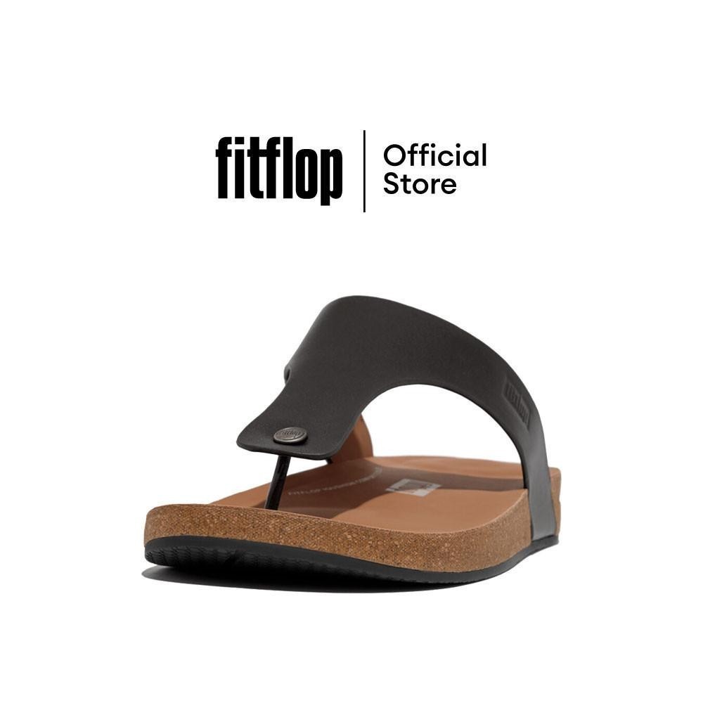 FITFLOP IQUSHION LEATHER TOE-POST รองเท้าแตะแบบหูหนีบผู้ชาย รุ่น GZ6-001 สี BLACK