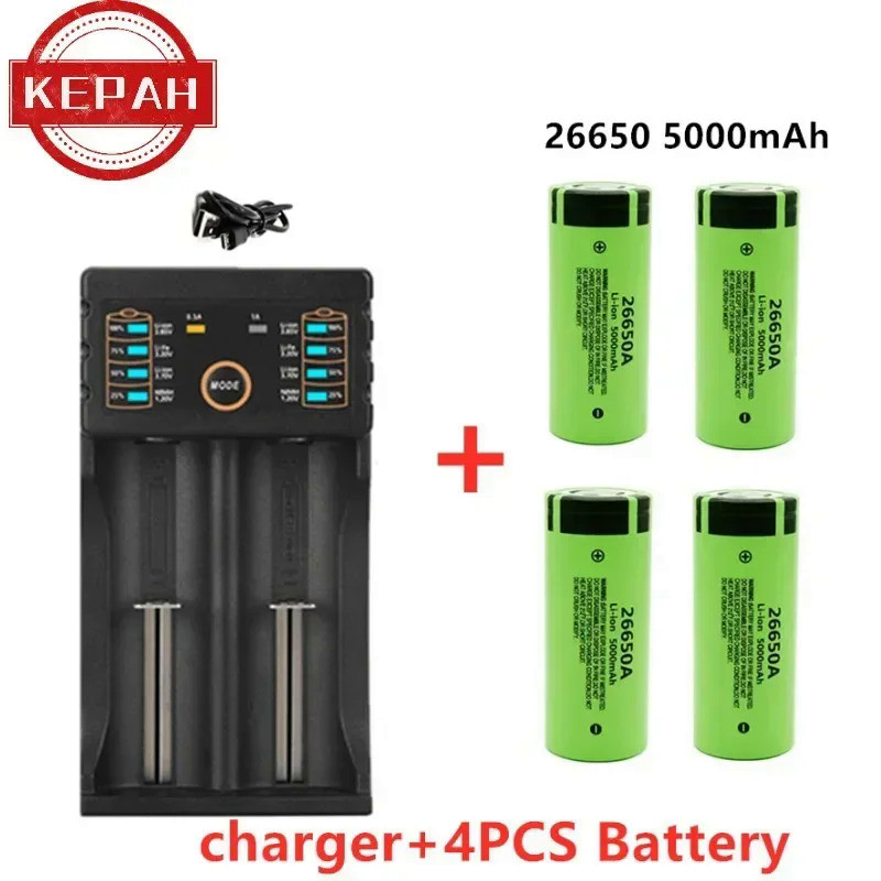 Original high quality 26650 battery 5000mAh 3.7V 50A lithium ion rechargeable battery for 26650A LED