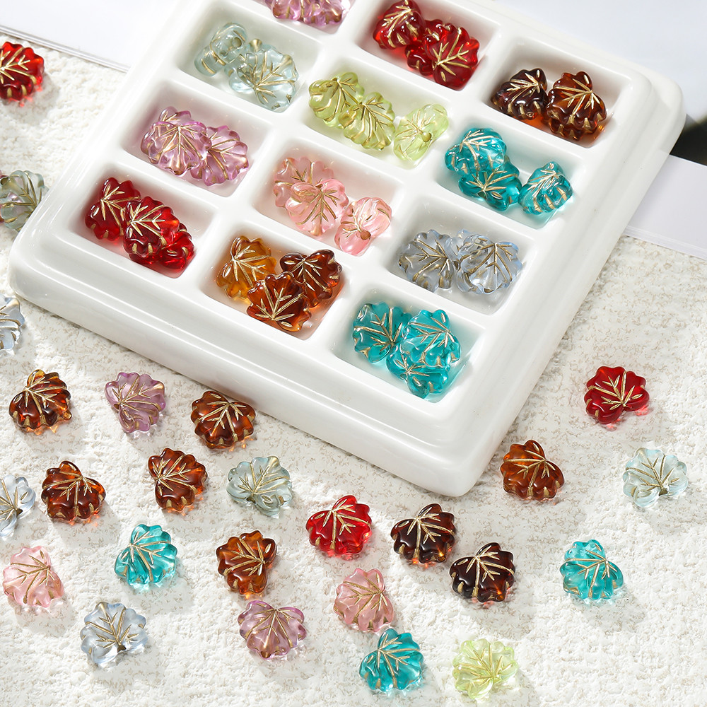 St. kunkka 50 ชิ้นลูกปัดอะคริลิคใบปิดทองลูกปัดสําหรับ DIY สร้อยข้อมือสร้อยคอทํา