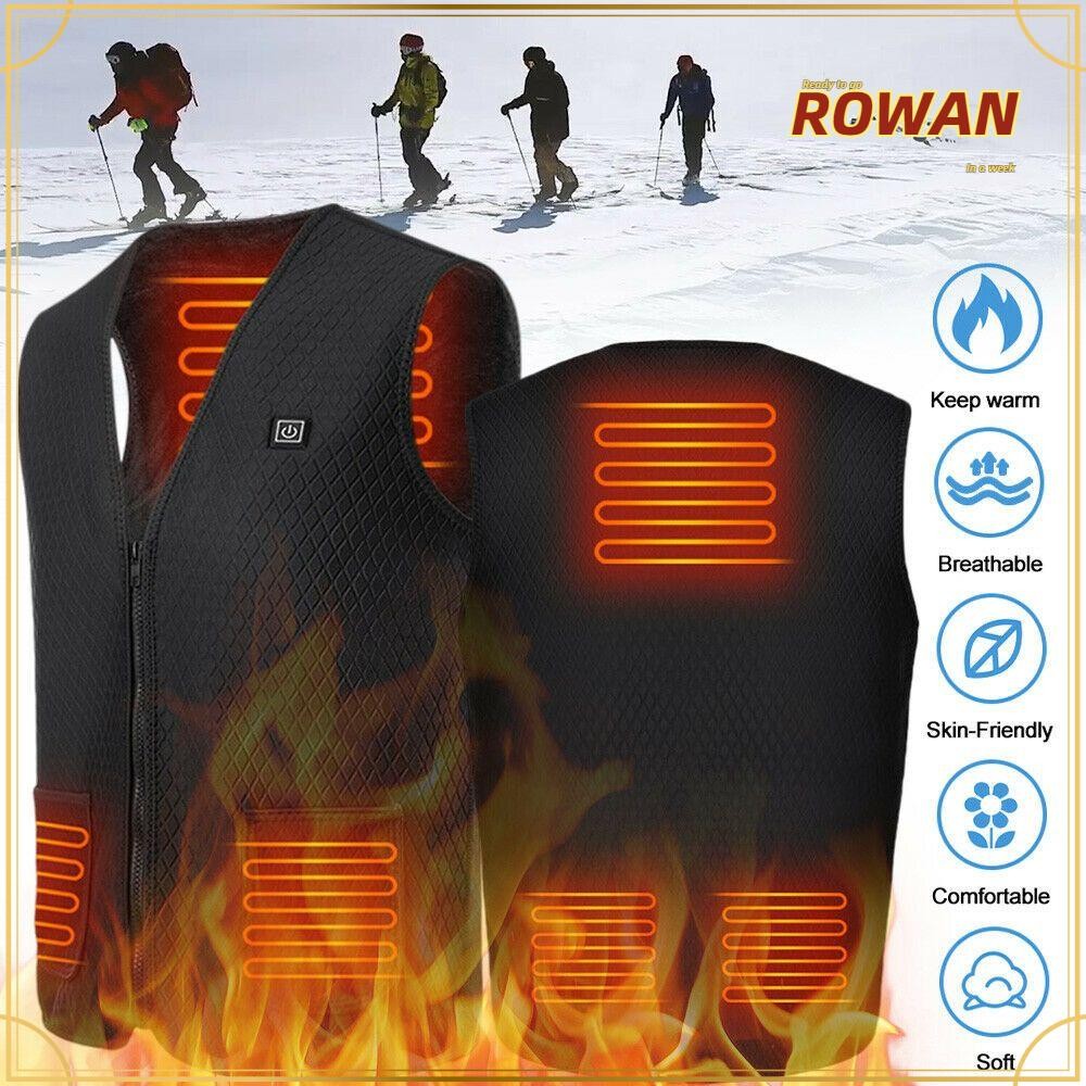 Rowans เสื้อกั๊กอุ่นไฟฟ้าผู้ชายฤดูหนาว USB เสื้อแจ็คเก็ตความร้อน