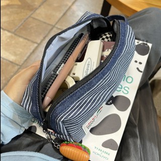 ใหม่ เดนิม คิตตี้ กล่องดินสอการ์ตูนน่ารักเครื่องเขียนกล่องเก…