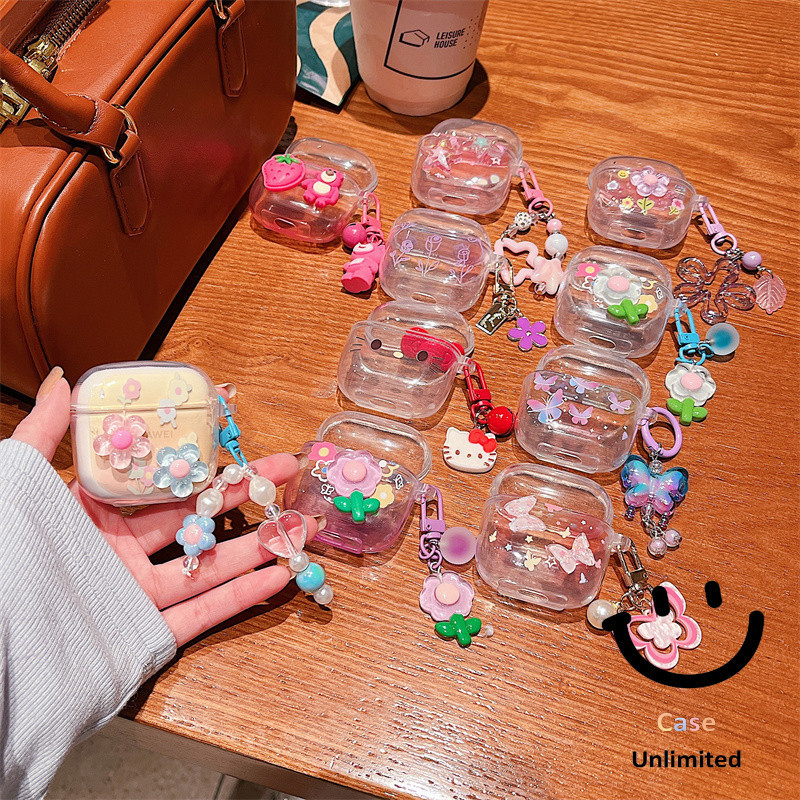 สําหรับ ใช้ได้กับ:Huawei FreeBuds se 3 2 เคส Case เคสหูฟังสีสันสดใส DIY บุคลิกภาพดอกไม้สร้อยข้อมือผีเสื้อ