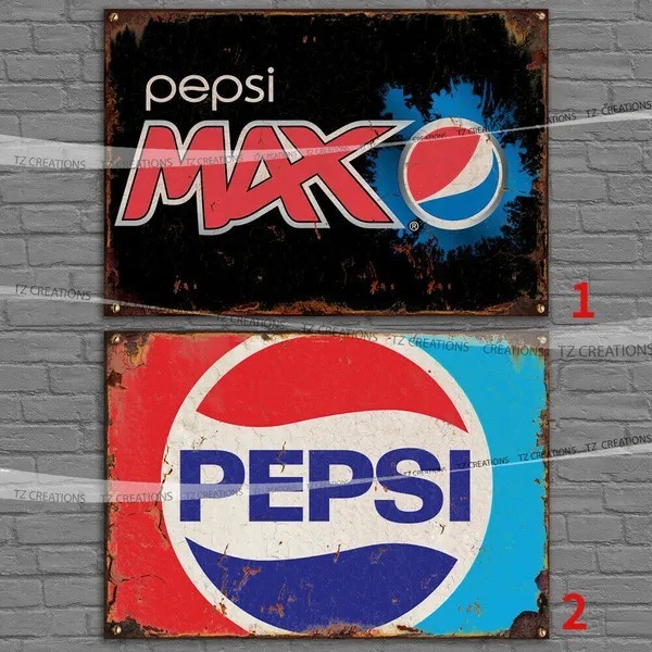รายละเอียดเกี่ยวกับ Pepsi Cola Max ป้ายโลโก้วินเทจ ป้ายดีบุกโลหะ บาร์ 30*40 ซม.