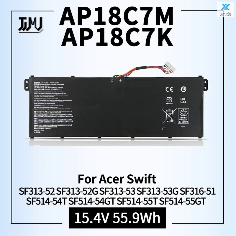 แบตเตอรี่ AP18C7K สำหรับ Acer Swift 3 SF313-52 SF313-52G SF313-53 55GT AP18C7M 5 SF514-54T SF514-54G