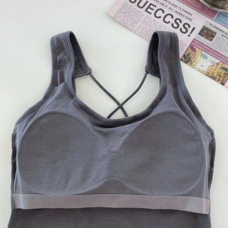 #385 ฤดูร้อนข้ามที่สวยงามกลับ เสื้อชั้นในสตรี ผู้หญิงคงที่หน้าอก เบาะ บาง-พอดีสวมใส่ด้านนอกกีฬา
