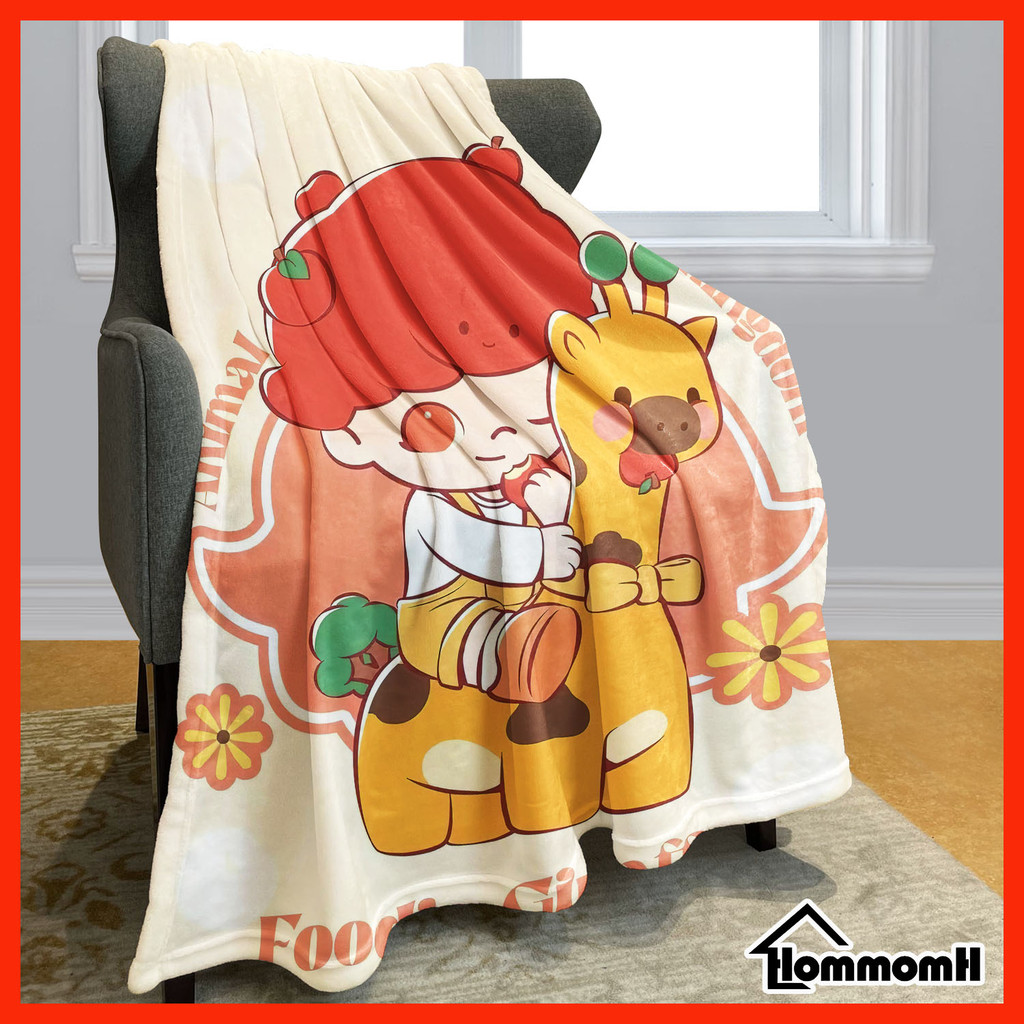 HommomH popmart ผ้าห่ม 3.5 ฟุต 5 ฟุต ผ้าห่มสักหลาดหนาลายการ์ตูนรองรับการปรับแต่ง