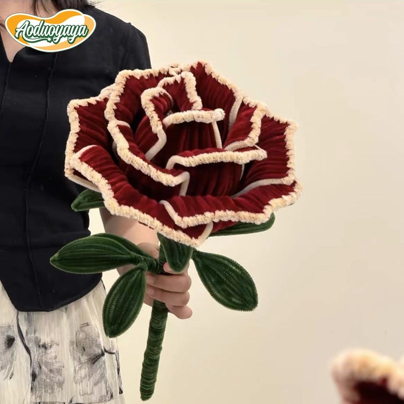 Aoduoyaya ช่อดอกไม้กุหลาบ DIY ลวดกำมะหยี่ ลวดดอกไม้ ลวดดัด การทำดอกไม้ ของขวัญวันวาเลนไทน์