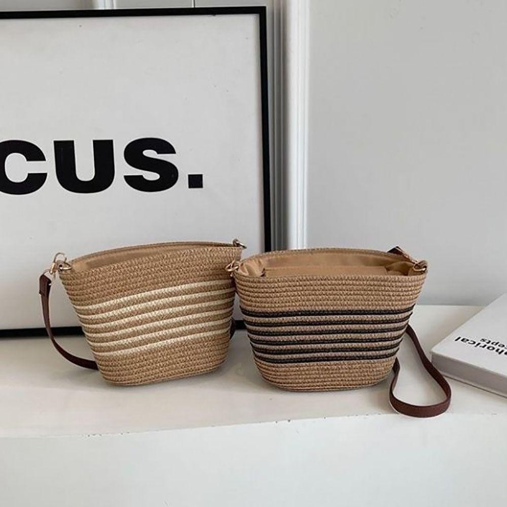Balm Women Totes Bag, กระเป๋าสะพายทอฟางความจุขนาดใหญ่, ซิปทอแบบพกพา Handmade Vacation Beach Bag Women