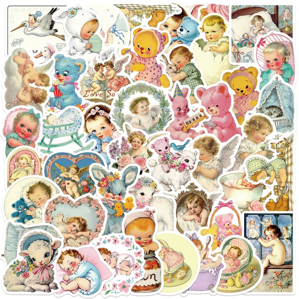 50pcs การ์ตูนยุโรปและอเมริกา Retro Angel ทารก Graffiti สติกเกอร์สําหรับกระเป๋าเดินทางเคสโทรศัพท์แล็ปท็อปโน้ตบุ๊ค Decals เด็กของขวัญ RecordingYourLife