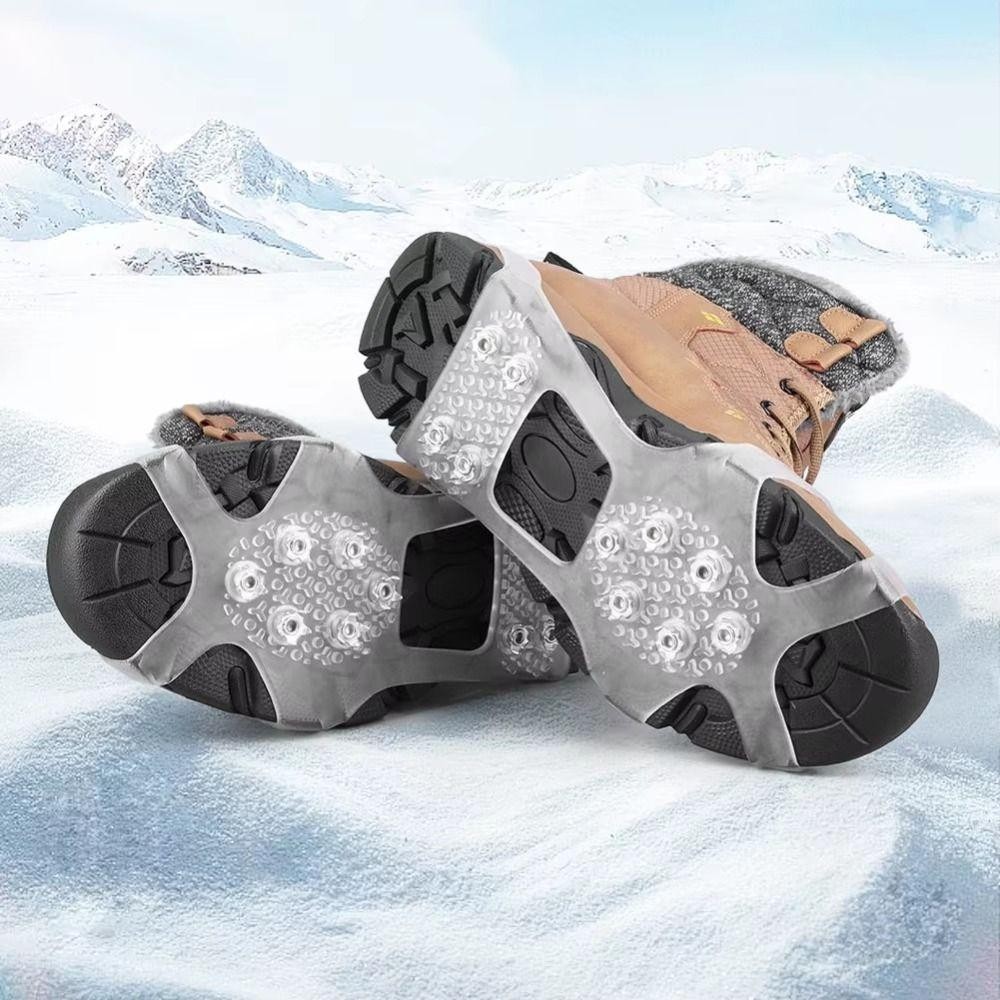 Roadstairs 1 คู่รองเท้า, 10 ฟันลื่น Ice Grippers, ทนทานสวมใส่รองเท้าหิมะน้ําแข็ง Spikes สําหรับหิมะเดินปีนเขารองเท้า - รูปที่ 6
