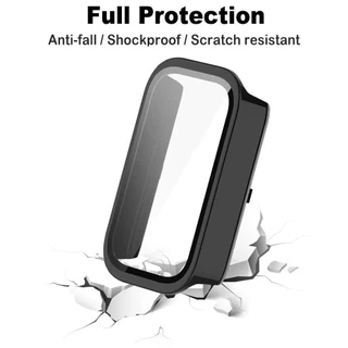 กรณีพีซีแก้วนิรภัย for Mi Band 9 Active / Redmi Band 3 Anti Gores พลาสติกแข็งกันชนป้องกันหน้าจอครอบคลุมกันชนเต็ม
