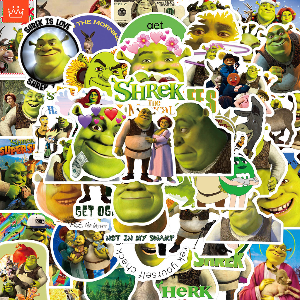 ชุดสติ๊กเกอร์ Shrek ชุดสติกเกอร์กราฟฟิตีกันน้ำสำหรับฟิล์ม, 50 แผ่น/ชุด