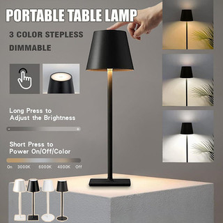 Cordless Table Lamp LED Bedside Lamp USB Rechargeable Touch Control Desk Light Reading Decoration