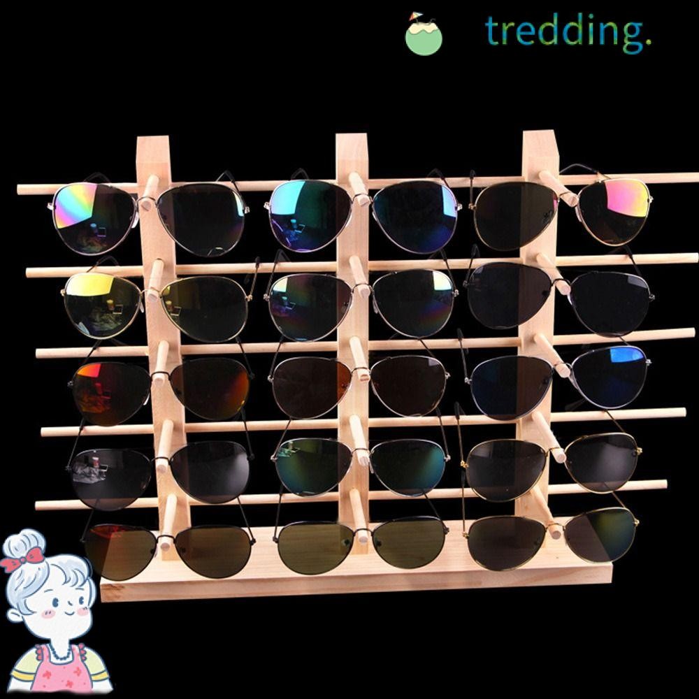 TREDDING491 ขาตั้งไม้เนื้อแข็งหลายชั้นตู้โชว์ที่เก็บแว่นกันแดดชั้นวางจอแสดงผล