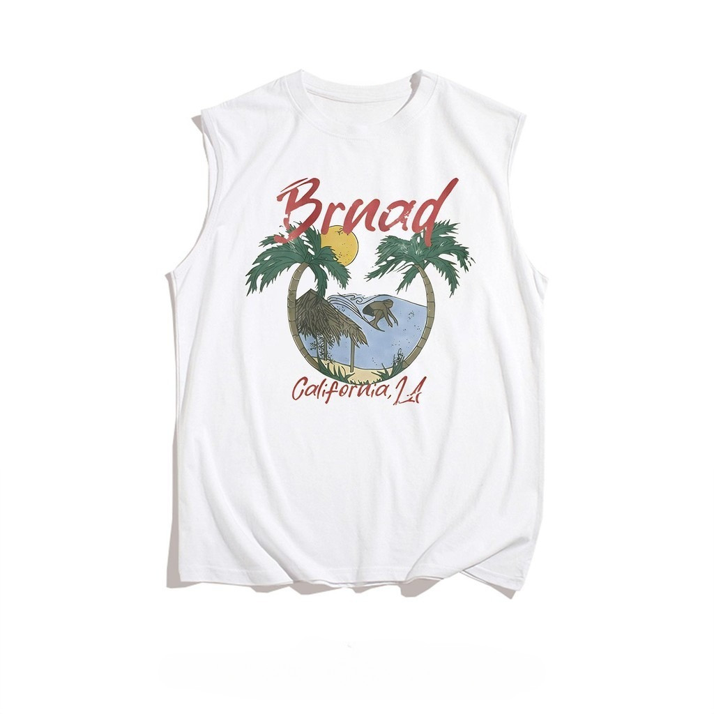 【My-T】🚀เสือกล้าม "BRUAD"พิมพ์ลาย ผ้าCOTTON100%กล้ามแขนกุด เสื้อยืด ผ้าฝ้ายแท้OVERSIZEเสื้อกีฬา【COD】