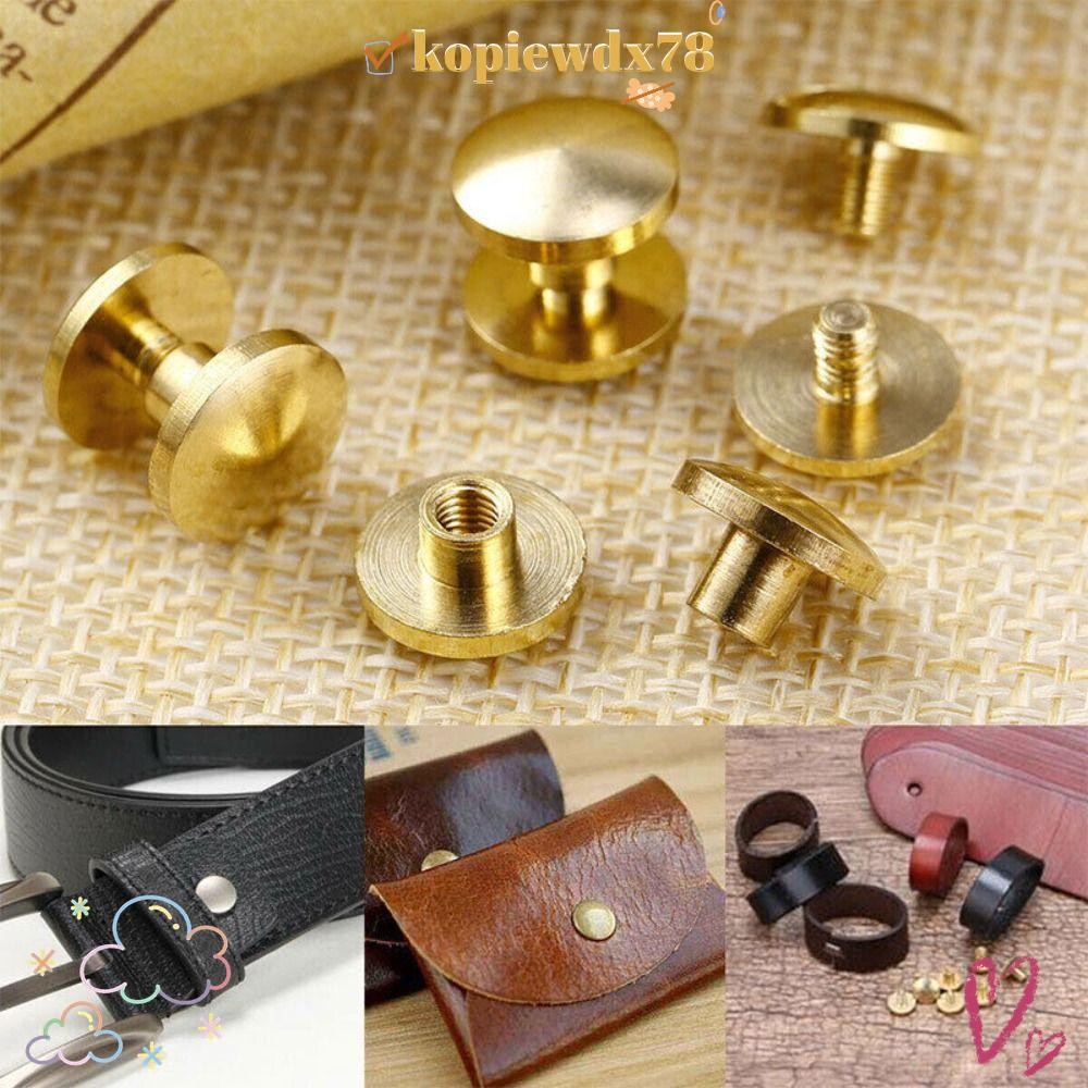 KOPIEWDX78 10 ชิ้นสกรูเข็มขัด Arc,หมุดทองเหลืองหนังหัตถกรรม,Reusable DIY 4-10 มม.สตั๊ดเข็มขัด