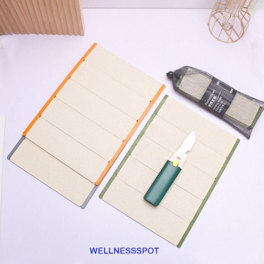 WELLNESSSPOT เขียงพับได้, เขียงในครัวไร้กลิ่นในครัวเรือน, เขียงฟางข้าวสาลีใช้งานง่ายอเนกประสงค์ผัก