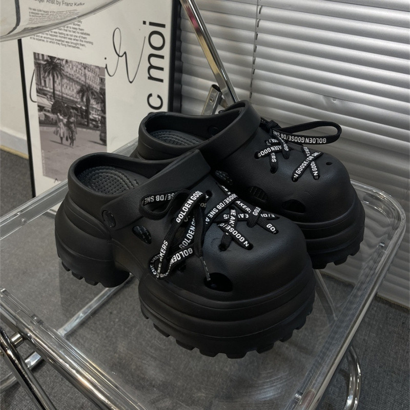 รองเท้าแตะผู้หญิงเพิ่มความสูงพื้นหนาไม่ลื่นกลางแจ้งแบบปิดนิ้วเท้า รองเท้าแตะปิดนิ้วใหม่สำหรับผู้หญิง