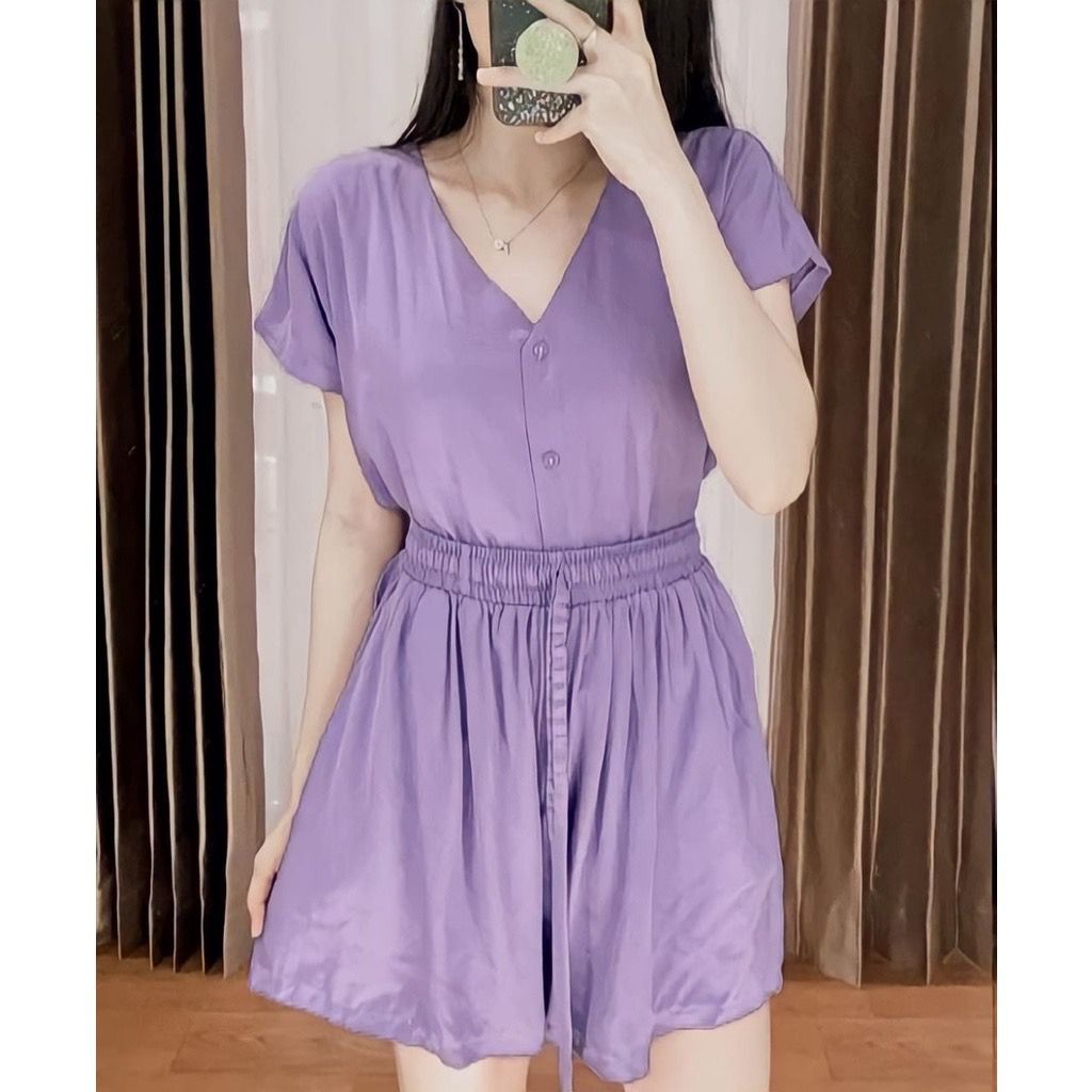 MOUDAH BABYDOLL PAJAMA SET COOL ONE SET RAYON PAJAMA SET