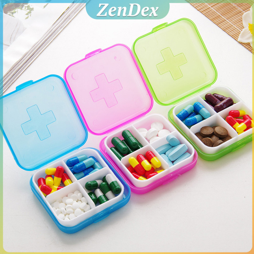 Z.D. กล่องยา มินิ กล่องสีสันลูกกวาด หลายช่อง กล่องยาแบบพกพา Cross-packing pill box