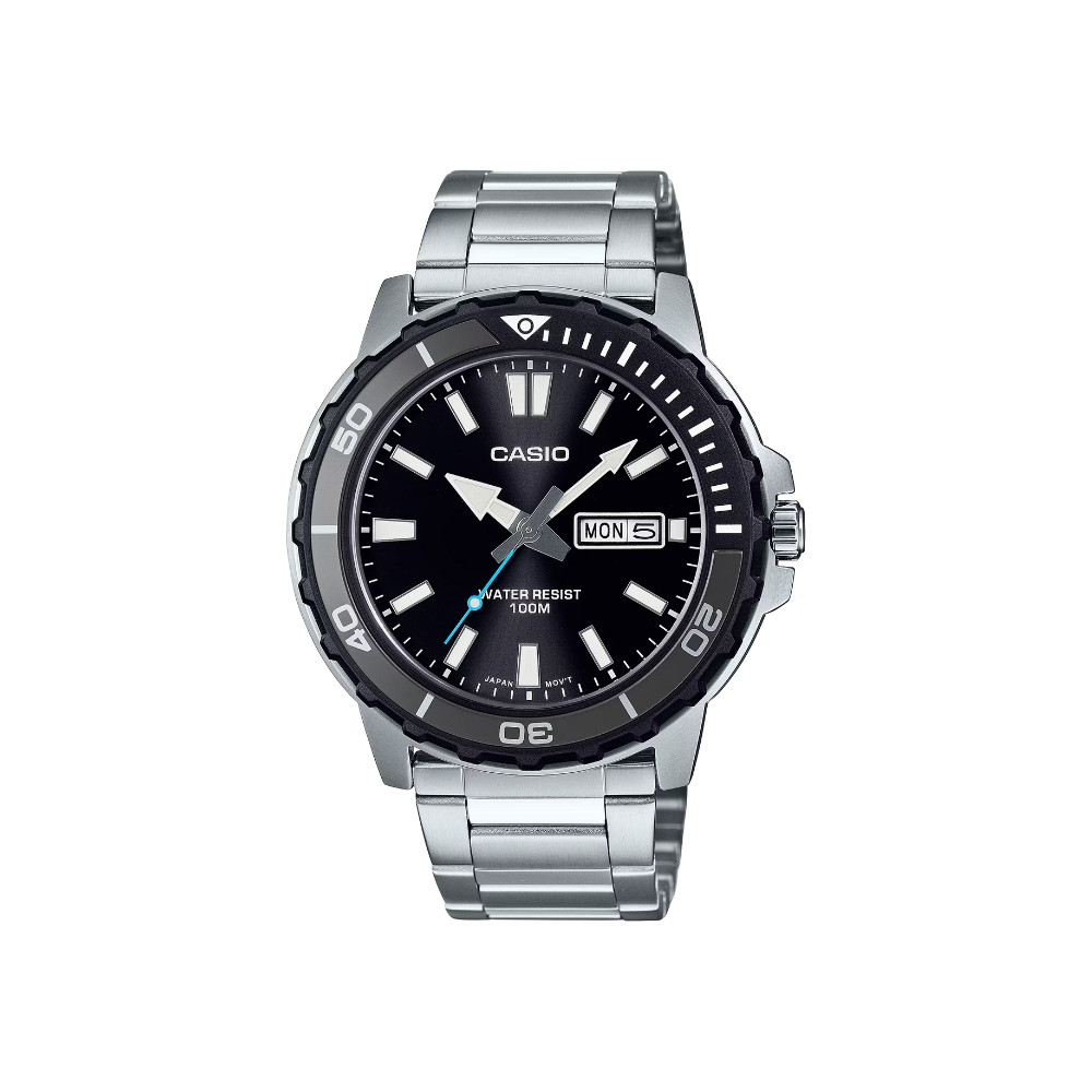 CASIO นาฬิกาข้อมือ CASIO รุ่น MTD-125D-1A3VDF สายสแตนเลสสตีล สีดำ