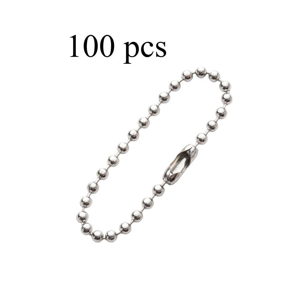 100ชิ้น 2.4x10mmโซ่ไข่ปลาสีเงิน โซ่พวงกุญแจคล้องป้าย