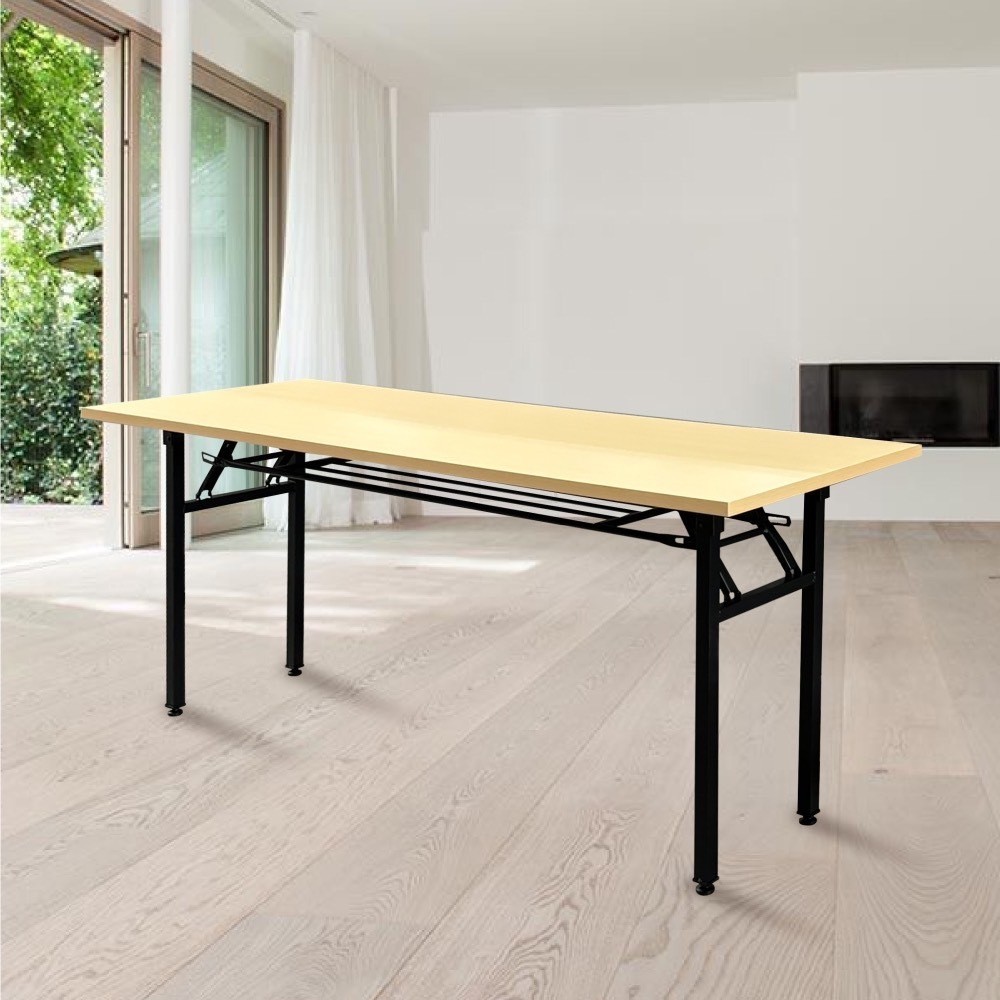โต๊ะพับอเนกประสงค์ (180x60x75 ซม.) หน้าไม้ ขาเหล็ก โต๊ะจัดเลี้ยง โต๊ะทำงาน โต๊ะขายของ พับเก็บได้