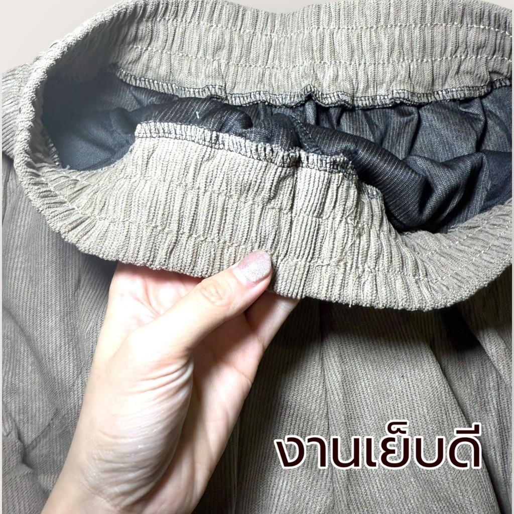 กางเกงขาสั้นผู้ชาย ผ้าลูกฟูก มี 4 กระเป๋า เอวยางยืด คาร์โก้