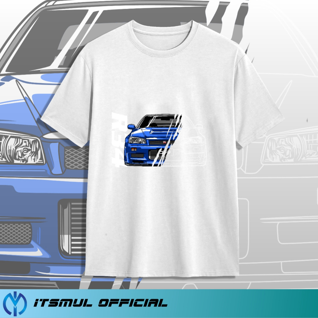 KATUN Nissan Skyline GT-R R34 Racing ยานยนต์รถเสื้อยืด IM02(61) ผ้าฝ้ายหวี 30s