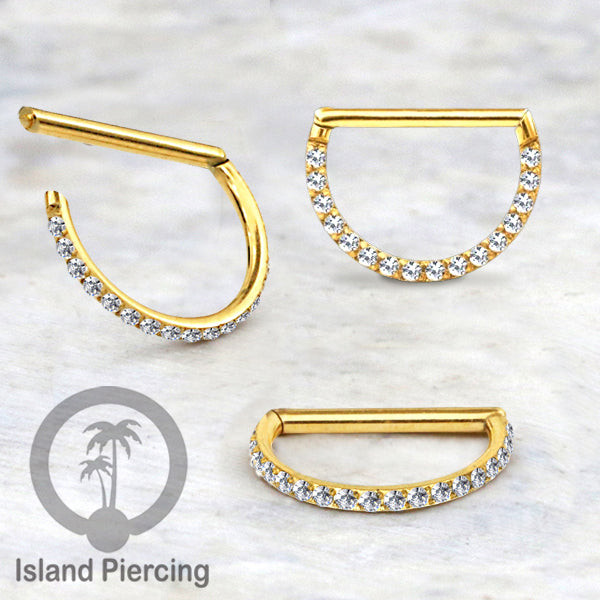 บานพับ Septum clicker Piercing Nose & Ear คริสตัลเซอร์โคเนีย สีทอง