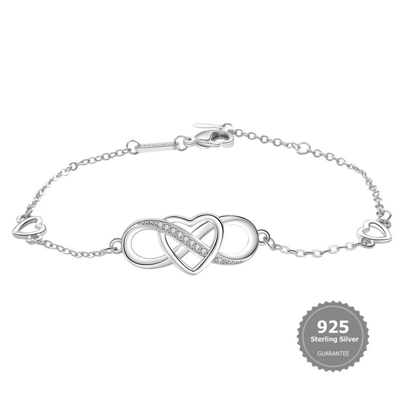 S925 Silver Hot-Selling Womens Symbol 8 Shaped Heart Fashion Heart-Shaped Infinite Love Bracelet