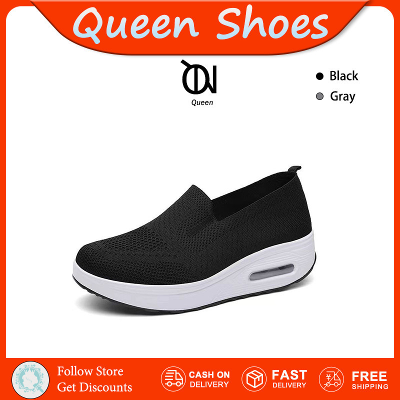 Queen รองเท้ากีฬารองเท้าเพื่อสุขภาพสบายเท้าไม่เมื่อยเดินง่ายยืดหยุ่นรองเท้าแฟชั่นผู้หญิงเหมาะกับคุณแม่ใส่