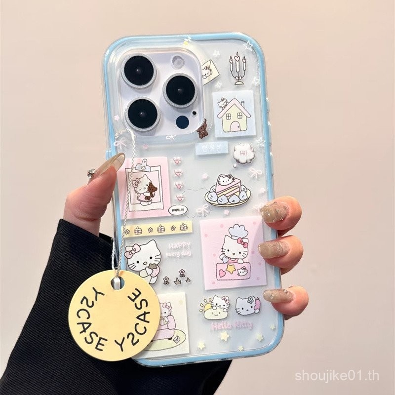 เคสโทรศัพท์แบบสองชั้นเย็บติดรูปแมวสำหรับ iPhone 13 16 11 14 12 15 16PRO 14PRO 15PROMAX 13PROMAX 7PLU