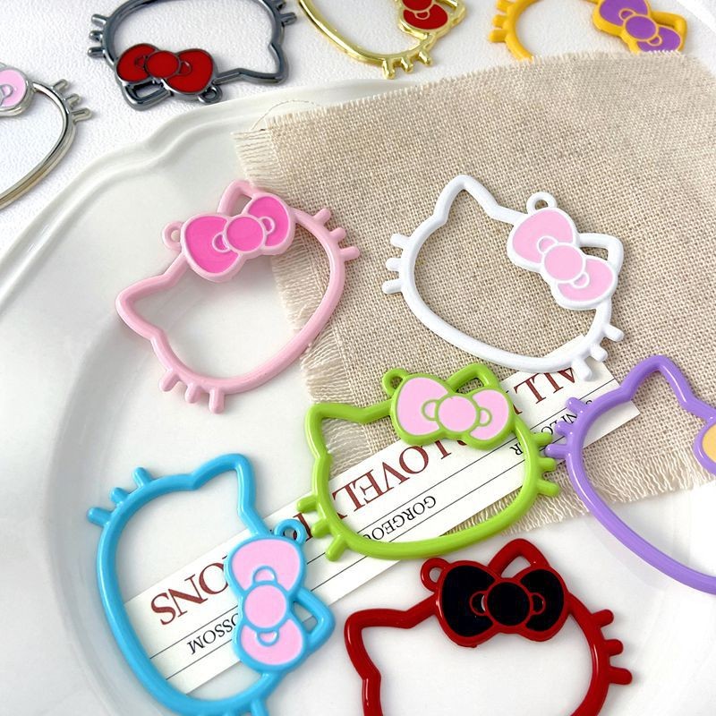 จี้กุญแจรูปแมวที่มีสีสันแบบสปริงโดปามีน DIY สร้อยคอ น่ารัก รูปหัวใจ อุปกรณ์แขวนชิ้นเล็ก