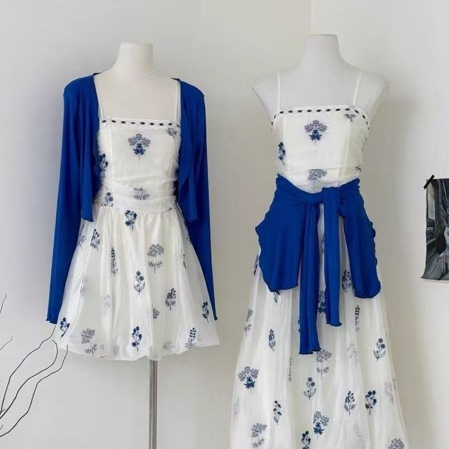 สไตล์เกาหลีผู้หญิงสุภาพสตรีบางฤดูร้อนดอกไม้แขนกุด A-line Swing Maxi ชุดเดรสยาวพร้อมสต็อกใหม่