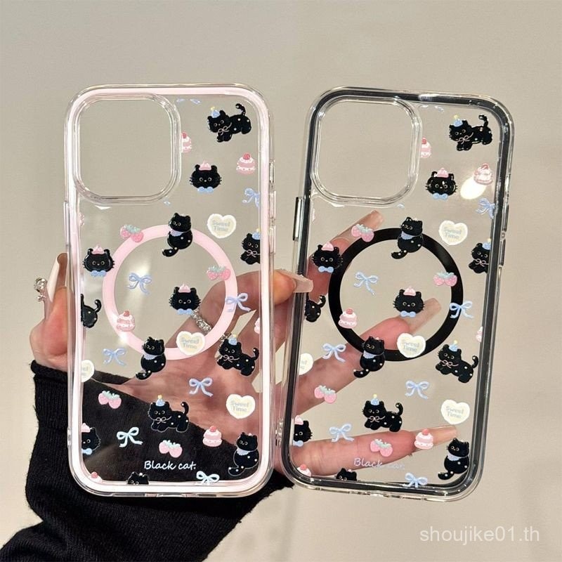 โบว์ไทแมวดำสำหรับไอโฟน 15 11 12 14 13 16 14PRO 11PRO 14PROMAX 11PROMAX 7PLUS/8PLUS 15PLUS X/XS XR เค