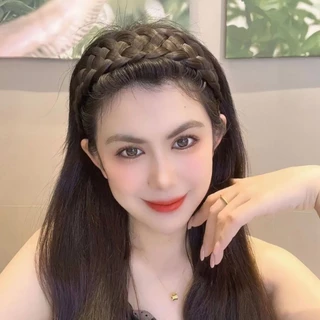 (เรือจากประเทศไทย) ผู้หญิงปีกกว้างถักเปียที่คาดผมหนาวิกผมก้างปลาบิดที่คาดผมอุปกรณ์เสริม