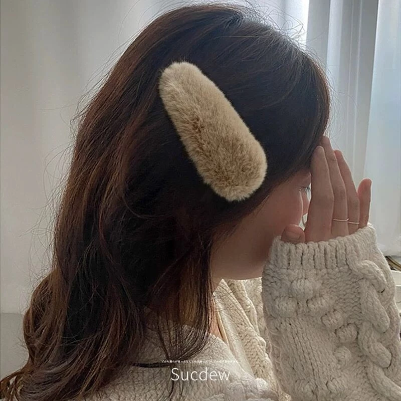 10 ซม. ~ plush BB คลิปฤดูใบไม้ร่วงฤดูหนาวสไตล์ใหม่ Simple All-Match กิ๊บติดผมไม่เจ็บผมสาว Bangs คลิป Mori สไตล์ Influencer กิ๊บติดผม