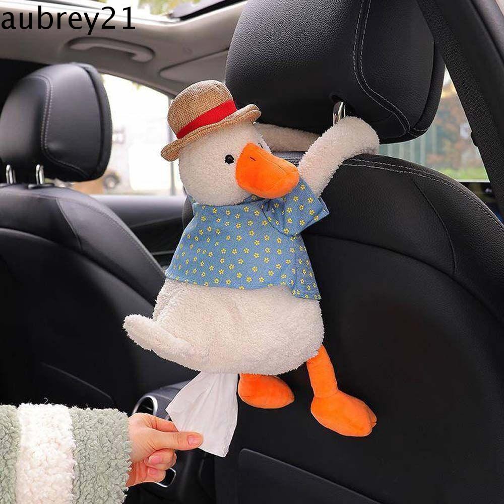 Aubrey1 เป็ดกล่องกระดาษทิชชู Soft Multi-function ผู้ถือผ้าเช็ดปากรถแขวนรถที่นั่งสัตว์กระดาษผ้าเช็ดปากกรณี