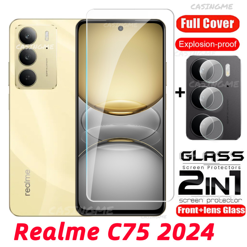 Realme C75 2024 คลุมทั้งหมดกระจกนิรภัย Flim สําหรับ Realme C75 RealmeC75 C 75 75C 4G 5G 2024 ฟิล์มด้านหน้าด้านหลังเลนส์กระจกด้านหลังกล้องเลนส์ป้องกันหน้าจอ