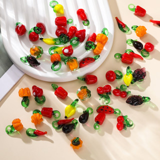 จี้แก้วผักและผลไม้ 2 ชิ้นทำด้วยมือสร้อยข้อมือ DIY ทำสร้อยคอ