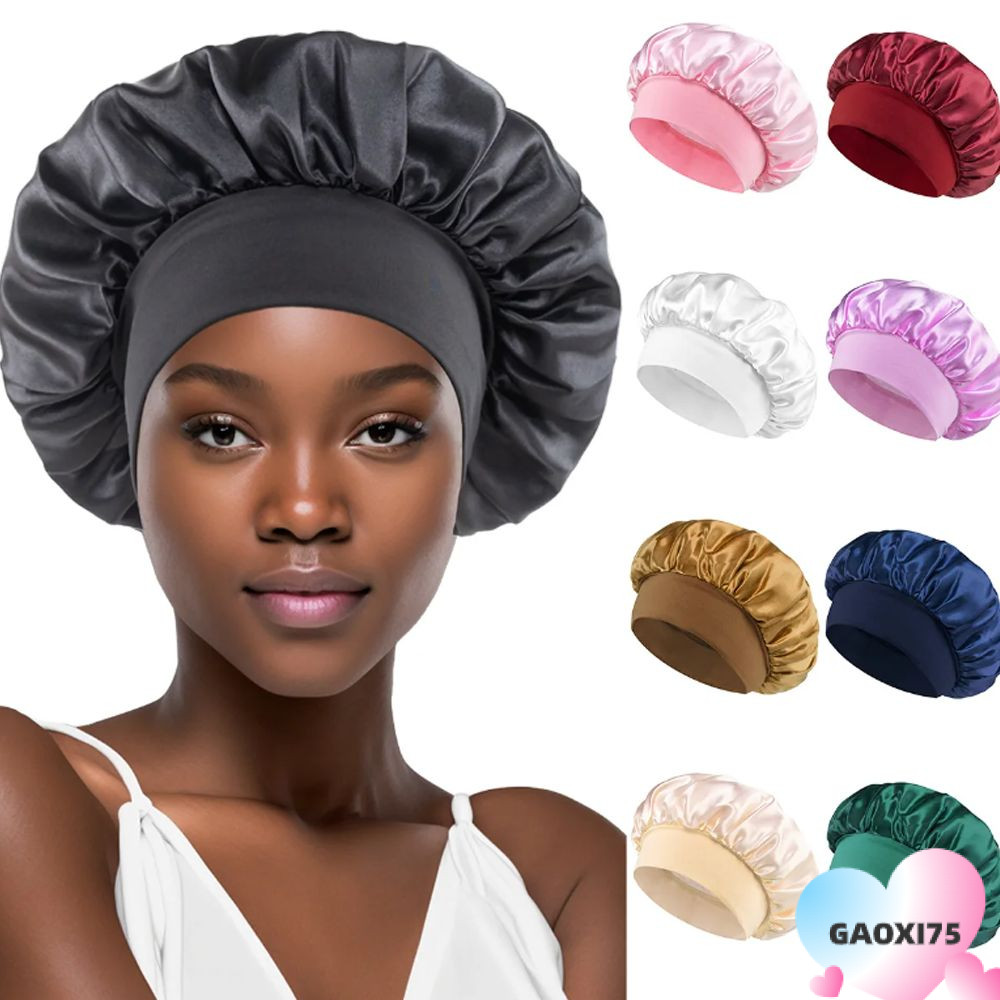 Gaoxi75 Long Hair Care Bonnet, เลียนแบบผ้าไหม Soft Satin หมวกอาบน้ํา, สะดวกขนาดใหญ่ซาติน Elastic Edge Wrap หมวกดูแลเส้นผมสําหรับผู้หญิง
