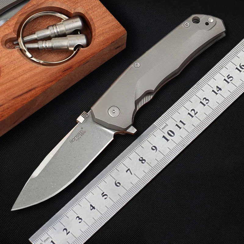 MK ball bearing folding knife M390 blade carbon fiber / Titanium Handle 60HRC outdoor camping huntin
